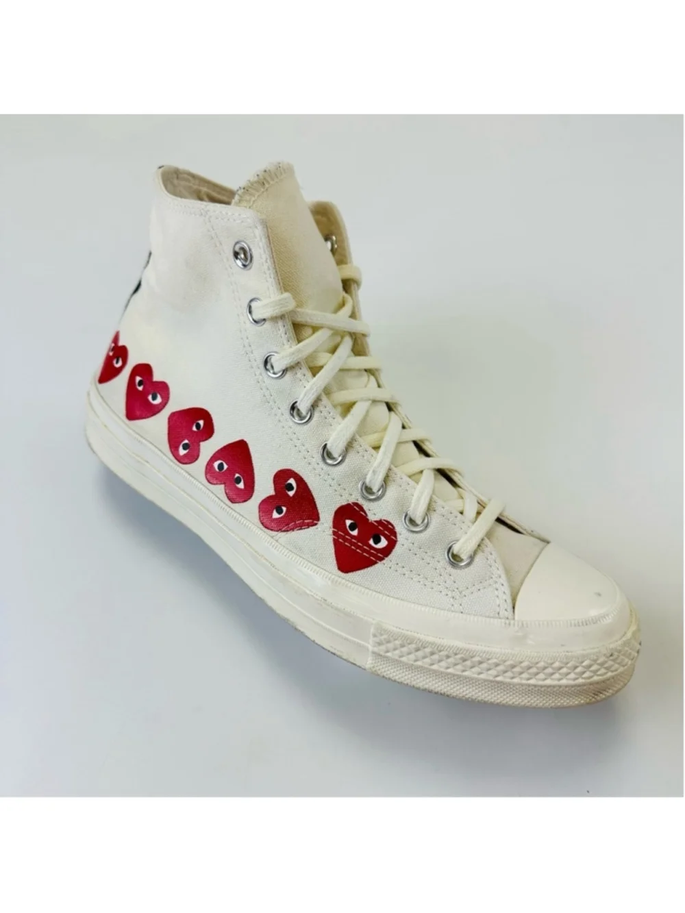 COMME DE garçon Converse Chuck Taylor hi-top Sneakers Mens Multi Hearts Size 10 - Picture 5 of 15